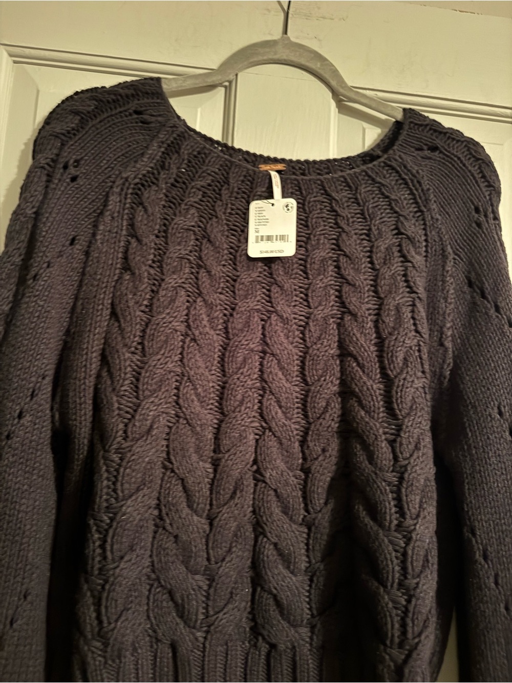 Free People Black Cable Scoop Neck Cropped Sweater - Picture 2 of 5